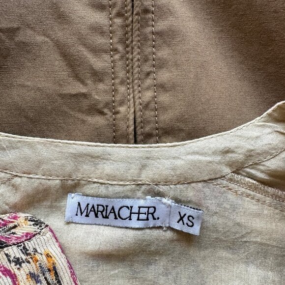 MariaCher Mixed Print Metallic Thread Blouse in White Gardenia Size XS - Picture 7 of 8